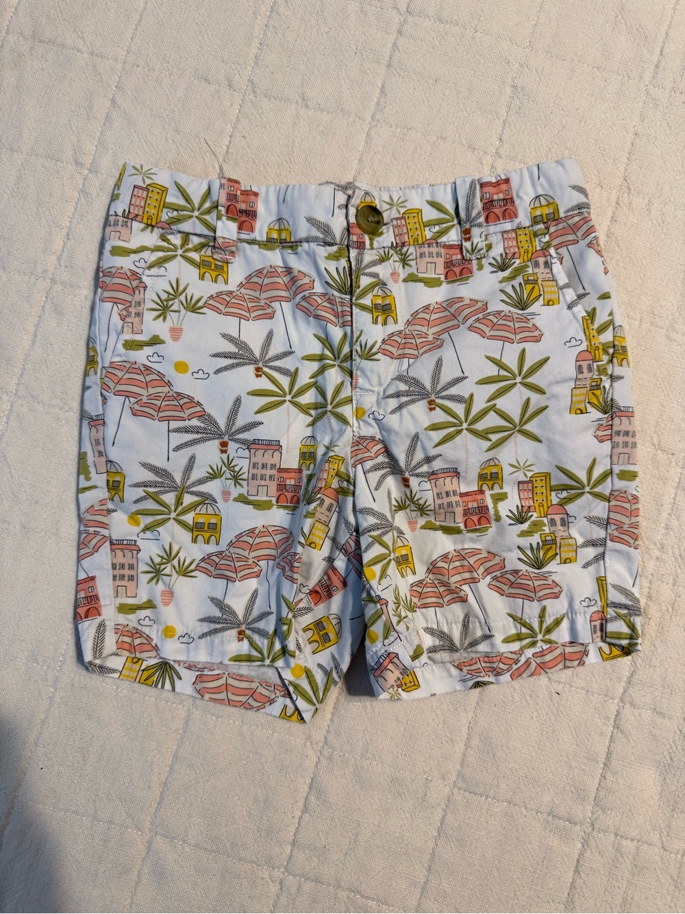 Janie and Jack White Tropical Print Shorts